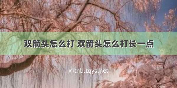 双箭头怎么打 双箭头怎么打长一点