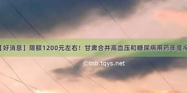 【好消息】限额1200元左右！甘肃合并高血压和糖尿病用药年度报销