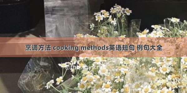 烹调方法 cooking methods英语短句 例句大全