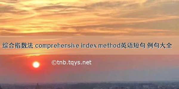 综合指数法 comprehensive index method英语短句 例句大全