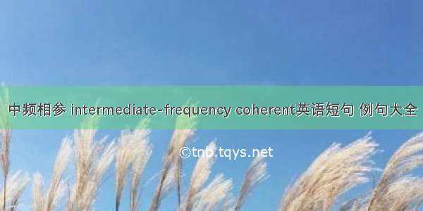 中频相参 intermediate-frequency coherent英语短句 例句大全