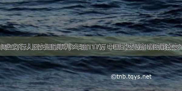 闯红灯行人因交通肇事判3年赔117万 中国式过马路 啥时能改变？