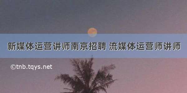 新媒体运营讲师南京招聘 流媒体运营师讲师