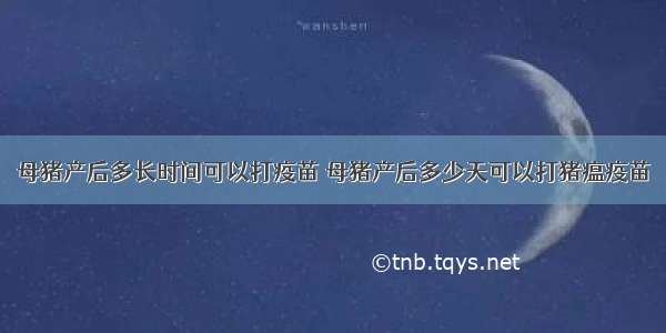 母猪产后多长时间可以打疫苗 母猪产后多少天可以打猪瘟疫苗