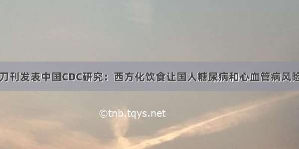 柳叶刀刊发表中国CDC研究：西方化饮食让国人糖尿病和心血管病风险增加