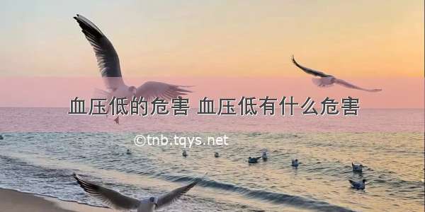 血压低的危害 血压低有什么危害