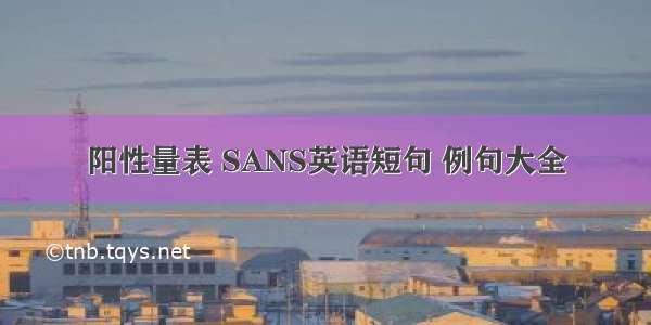 阳性量表 SANS英语短句 例句大全