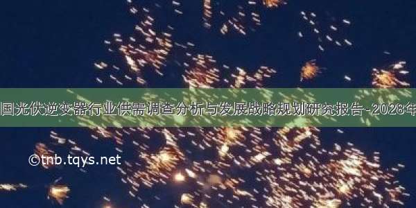 中国光伏逆变器行业供需调查分析与发展战略规划研究报告-2028年版