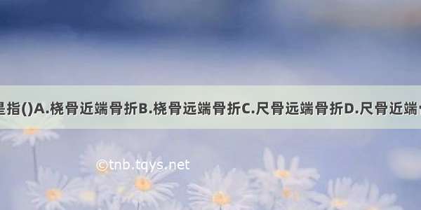 科勒斯骨折是指()A.桡骨近端骨折B.桡骨远端骨折C.尺骨远端骨折D.尺骨近端骨折E.肱骨骨