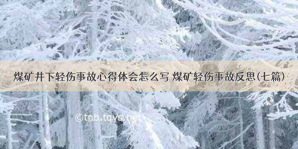 煤矿井下轻伤事故心得体会怎么写 煤矿轻伤事故反思(七篇)