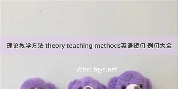 理论教学方法 theory teaching methods英语短句 例句大全