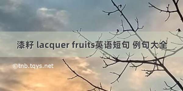 漆籽 lacquer fruits英语短句 例句大全