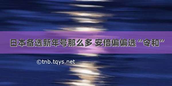 日本备选新年号那么多 安倍偏偏选“令和”