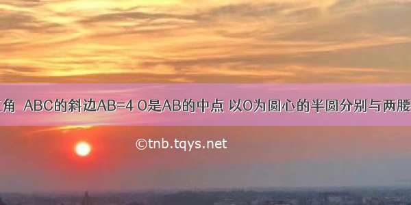 如图 等腰直角△ABC的斜边AB=4 O是AB的中点 以O为圆心的半圆分别与两腰相切于点D 