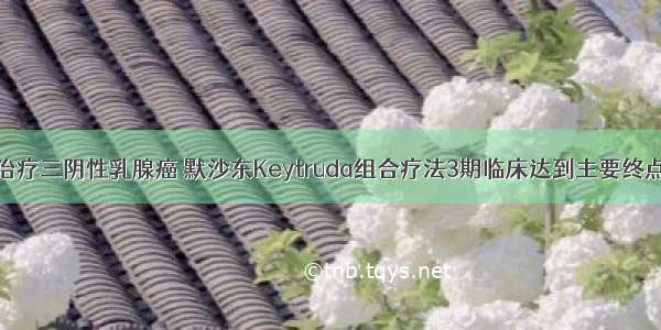 治疗三阴性乳腺癌 默沙东Keytruda组合疗法3期临床达到主要终点