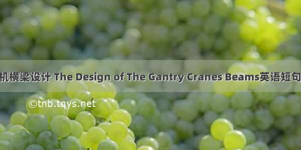 龙门起重机横梁设计 The Design of The Gantry Cranes Beams英语短句 例句大全