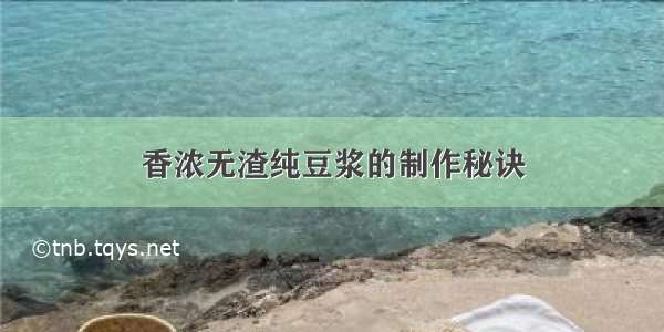 香浓无渣纯豆浆的制作秘诀