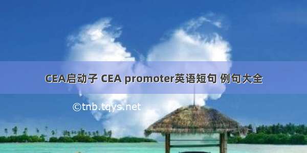 CEA启动子 CEA promoter英语短句 例句大全