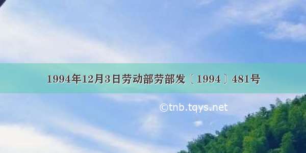 1994年12月3日劳动部劳部发〔1994〕481号