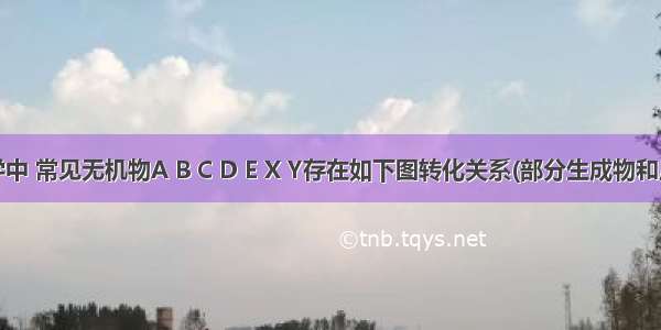 中学化学中 常见无机物A B C D E X Y存在如下图转化关系(部分生成物和反应条件