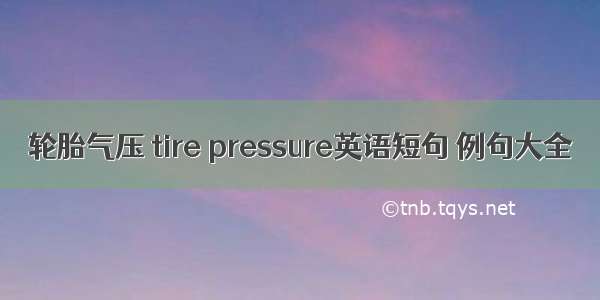 轮胎气压 tire pressure英语短句 例句大全