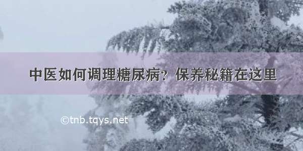 中医如何调理糖尿病？保养秘籍在这里