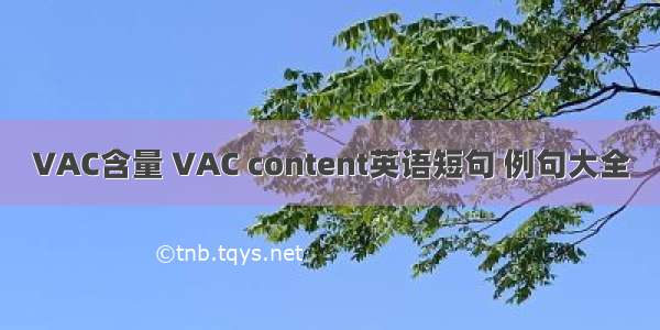 VAC含量 VAC content英语短句 例句大全