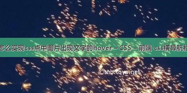 怎么实现css点中图片出现文字的hover – CSS – 前端 css横导航栏