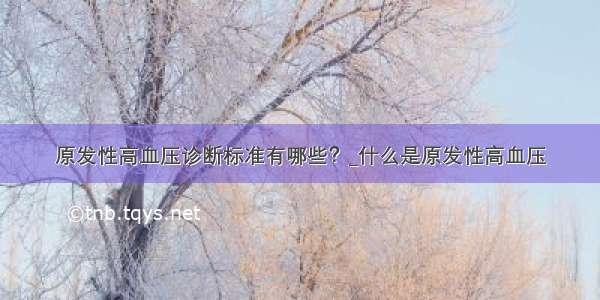 原发性高血压诊断标准有哪些？_什么是原发性高血压