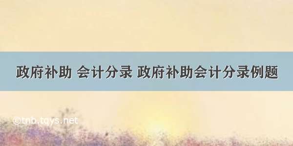 政府补助 会计分录 政府补助会计分录例题