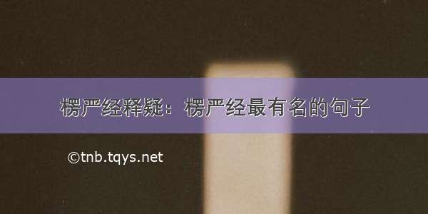 楞严经释疑：楞严经最有名的句子