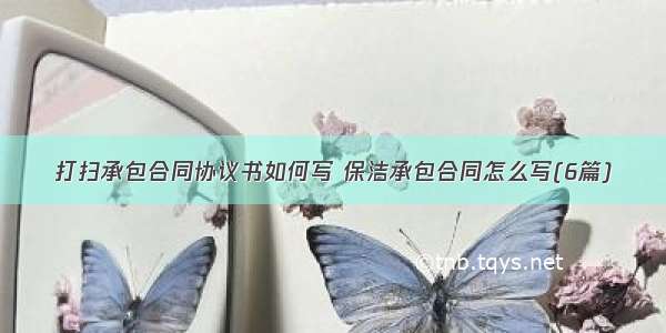 打扫承包合同协议书如何写 保洁承包合同怎么写(6篇)