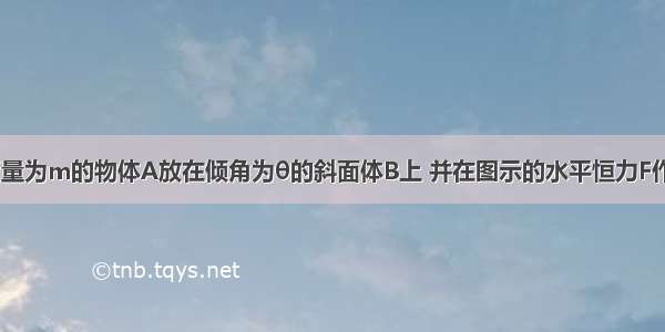 如图所示 质量为m的物体A放在倾角为θ的斜面体B上 并在图示的水平恒力F作用下使它们