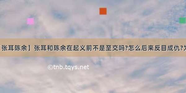 【张耳陈余】张耳和陈余在起义前不是至交吗?怎么后来反目成仇?为...