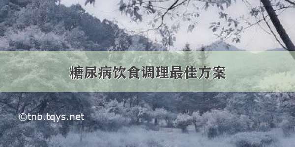 糖尿病饮食调理最佳方案