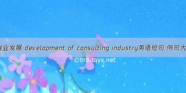 咨询业发展 development of consulting industry英语短句 例句大全