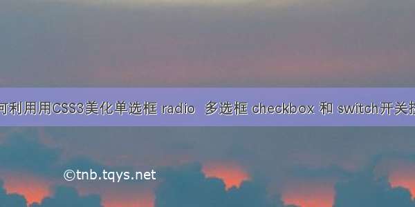 如何利用用CSS3美化单选框 radio  多选框 checkbox 和 switch开关按钮