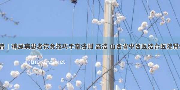 「科普」糖尿病患者饮食技巧手掌法则 高洁 山西省中西医结合医院肾病一科