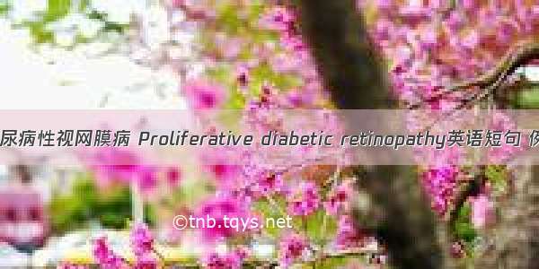 增生性糖尿病性视网膜病 Proliferative diabetic retinopathy英语短句 例句大全