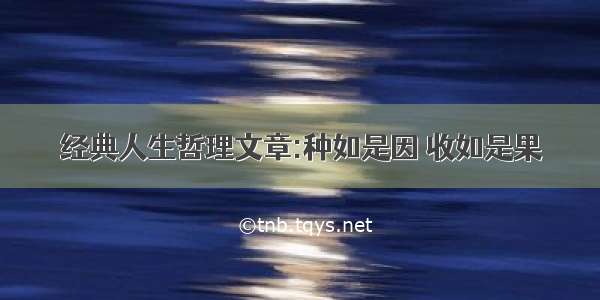 经典人生哲理文章:种如是因 收如是果