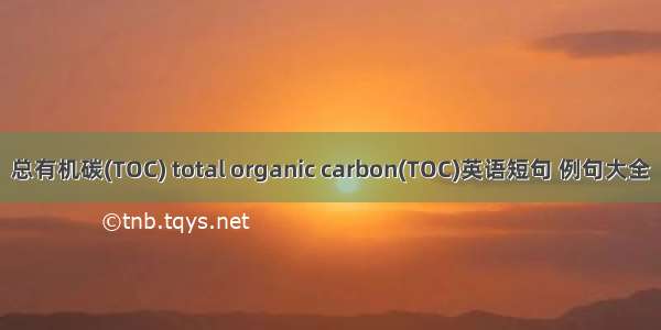 总有机碳(TOC) total organic carbon(TOC)英语短句 例句大全