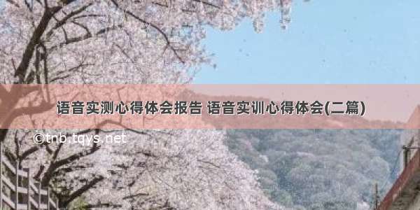 语音实测心得体会报告 语音实训心得体会(二篇)