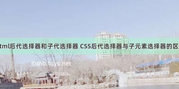 html后代选择器和子代选择器 CSS后代选择器与子元素选择器的区别