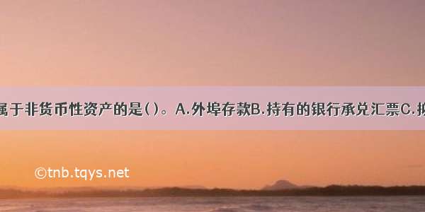 下列各项中属于非货币性资产的是( )。A.外埠存款B.持有的银行承兑汇票C.拟长期持有的