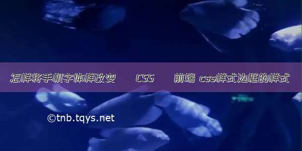 怎样将手机字体样改变 – CSS – 前端 css样式边框的样式