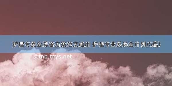 护理专委会筹备方案范文通用 护理专业委员会计划(5篇)