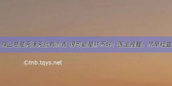 身上总是无缘无故有淤青 很可能是肝不好！医生提醒：尽早检查