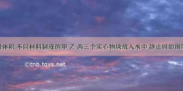 现将相同体积 不同材料制成的甲 乙 丙三个实心物块放入水中 静止时如图所示 其中