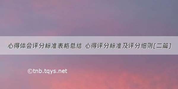 心得体会评分标准表格总结 心得评分标准及评分细则(二篇)