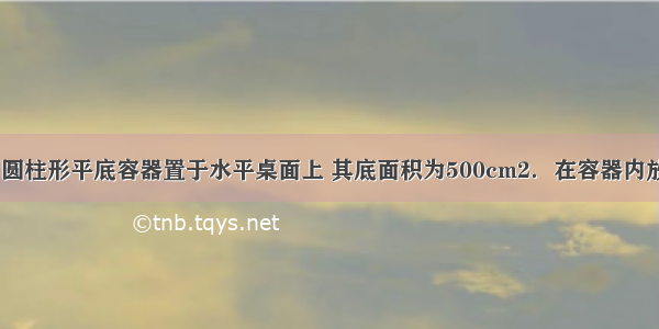 如图甲所示 圆柱形平底容器置于水平桌面上 其底面积为500cm2．在容器内放入一个底面